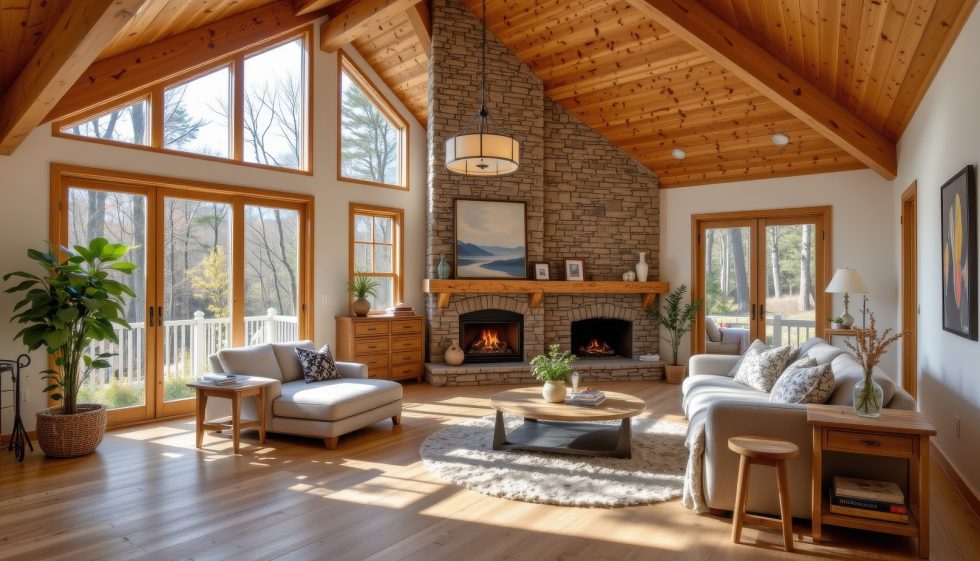 Finished interior space featuring custom wood millwork and architectural details